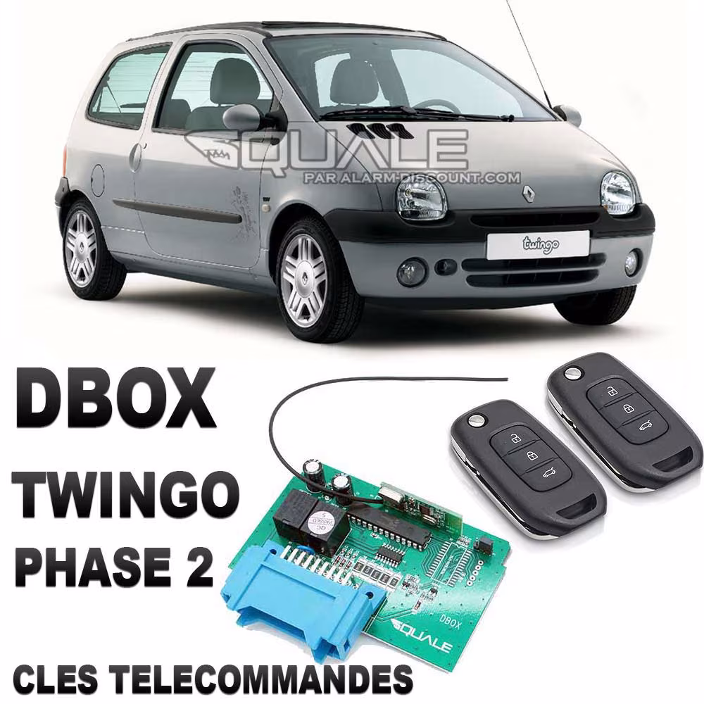 DBOX pour twingo 1 phase 2 avec 2 clés télécommandes (Anti démarrage + télécommande)