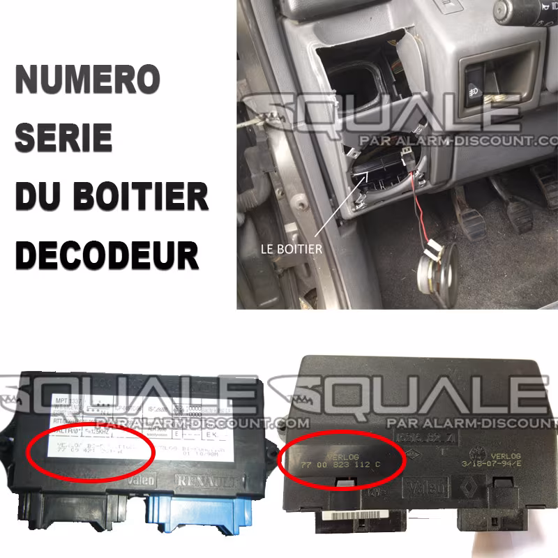 Emplacement boitier décodeur clio 1 pour module anti démarrage