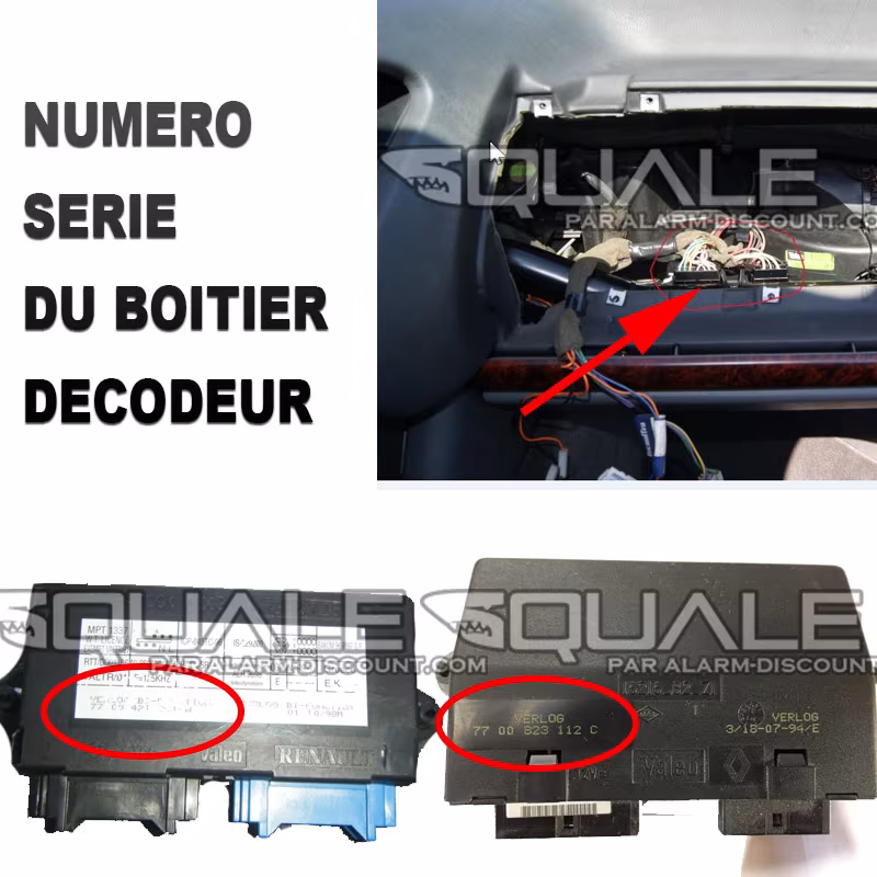 Emplacement boitier décodeur safrane pour module anti démarrage
