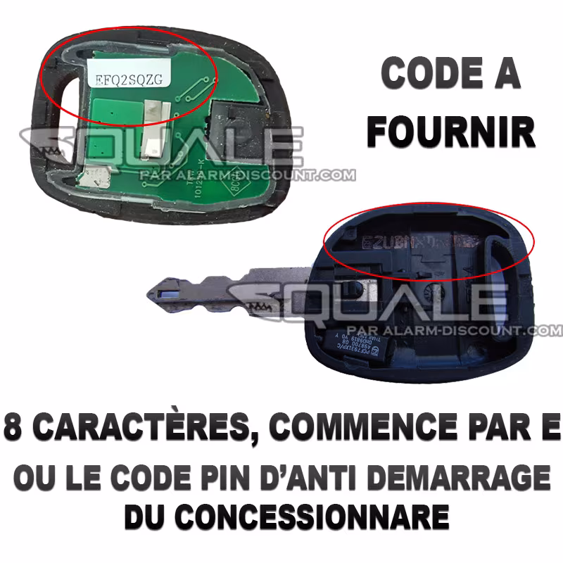 Code clé à fournir pour une clé de désactivation nissan interstar phase 1
